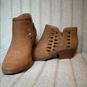 Brown Ankle Boots with Cutout Design